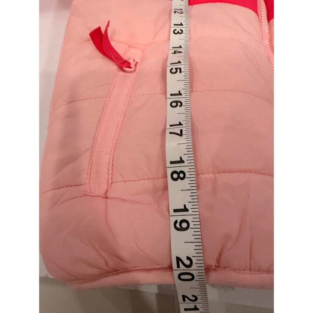 Eddie Bauer Kids Reversible Puffer Jacket Pink Faux Fur Hooded Coat S 7/8 NWOT